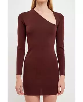 Женское мини-платье с вырезами и длинными рукавами endless rose, коричневый