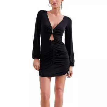 Женское мини-платье с вырезом и длинными рукавами ViX Paula Hermanny, черный