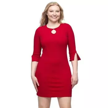 Женское мини-платье с вырезом и рукавом 3/4 24Seven Comfort Apparel, цвет ruby