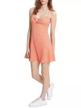 Женское мини-платье с вырезом в горошек Bar III, цвет coral fushion combo