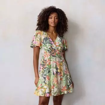 Женское мини-платье с запахом на пуговицах Lc Lauren Conrad, цвет green verde palm