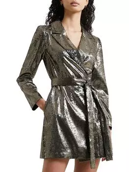 Женское мини-платье-смокинг цвета металлик Alara Molten French Connection, цвет metallic