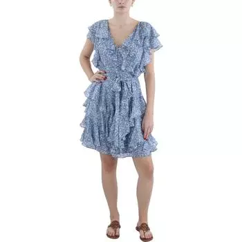 Женское мини-платье выше колена с цветочным принтом Lauren Ralph Lauren, синий