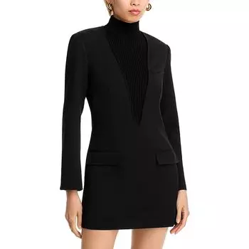 Женское мини-платье выше колена в рубчик STAUD, черный