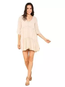 Женское многоярусное короткое платье-бэбидолл от Tatiana RAGA, цвет oat
