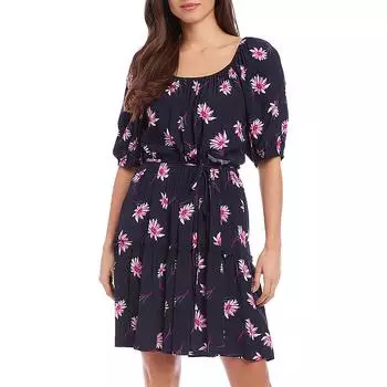 Женское многоярусное мини-платье из вискозы Karen Kane, темно-синий