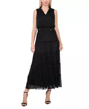 Женское многоярусное платье макси с завязками на шее и оборками MSK, черный