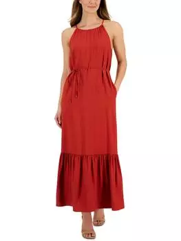 Женское многослойное длинное платье макси Anne Klein, цвет tandori red