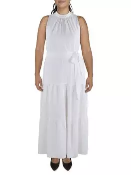 Женское многоуровневое платье макси с бретелью через шею Anne Klein, цвет bright white