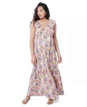 Женское многоуровневое платье макси с рюшами и рукавами для беременных Ingrid + Isabel