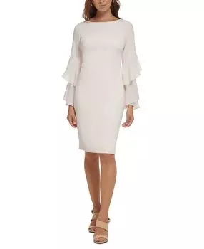 Женское многоуровневое шифоновое платье-футляр с рукавами Calvin Klein