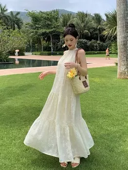 Женское модное кружевное платье с бретелькой без рукавов Dazy, кремовый/бежевый