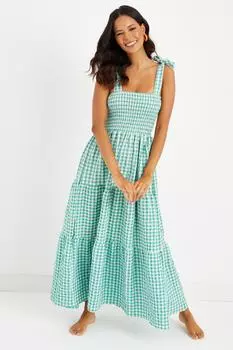 Женское мятное платье макси в клетку с блестками SF1277 Cool & Sexy, бирюзовый