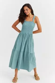 Женское мятное платье-миди с блестками в деревенском стиле BK1484 Cool & Sexy, бирюзовый