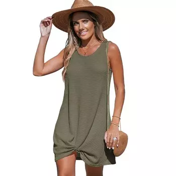 Женское накидка CUPSHE оливкового цвета с круглым вырезом и без рукавов, зеленый