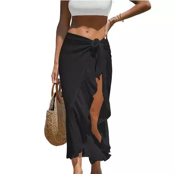 Женское накидка миди черного цвета CUPSHE с завязками по бокам, черный