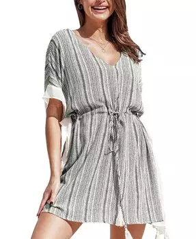 Женское накидное платье в полоску на шнурке CUPSHE, черный