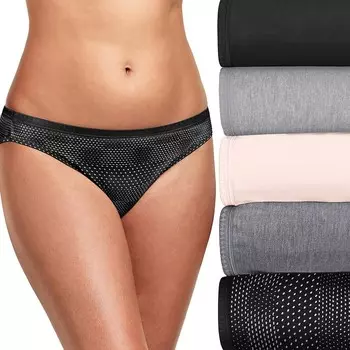 Женское нижнее белье бикини из дышащего хлопка Hanes Ultimate (6 шт.) 42H6CC, цвет Black Grey