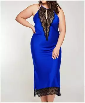 Женское нижнее белье больших размеров с бретельками и кружевной отделкой iCollection, синий