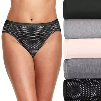 Женское нижнее белье Hanes Ultimate из 6 комплектов хлопкового нижнего белья Hi-Cut 43H6CC, цвет Black Grey