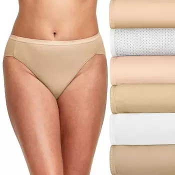Женское нижнее белье Hanes Ultimate из 6 комплектов хлопкового нижнего белья Hi-Cut 43H6CC, цвет Nude Asst