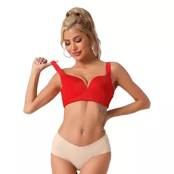 Женское нижнее белье с регулируемыми бретелями, полный охват, жилет с пуш-ап, бюстгальтер ALLEGRA K, красный