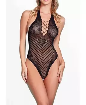 Женское нижнее белье с шевронным узором и лямками Тедди Hauty, черный