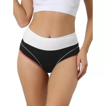 Женское нижнее белье с высокой талией, эластичные трусы, хлопковые трусы с контролем живота ALLEGRA K, черный