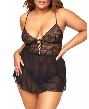 Женское нижнее белье в стиле бебидолл без подкладки Yolandi больших размеров Adore Me, черный