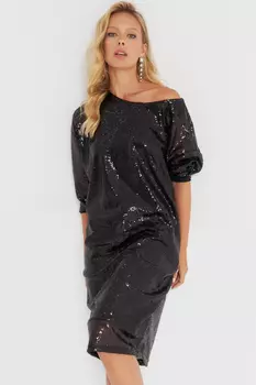 Женское новогоднее черное платье миди с пайетками EY2667 Cool & Sexy, черный