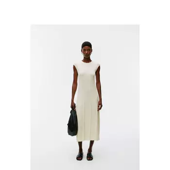 Женское облегающее эластичное платье Arket в рубчик, кремовый