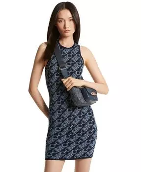 Женское облегающее платье без рукавов с логотипом Michael Kors, синий
