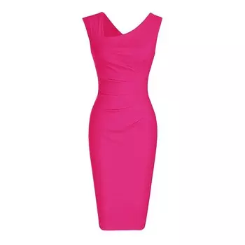 Женское облегающее платье-футляр со сборками на плечах Haute Edition, цвет Fuchsia