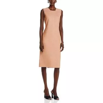 Женское облегающее платье с квадратным вырезом и металлическим отливом St. John, цвет blossom