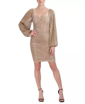 Женское облегающее платье с пышными рукавами и металлическими рюшами BCBGeneration