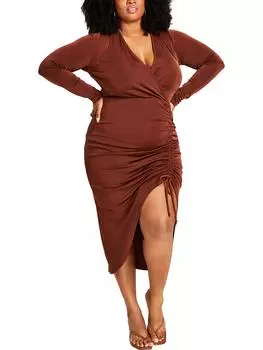 Женское облегающее платье с рюшами и заниженной талией Nina Parker, цвет chocolate