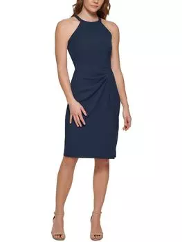 Женское облегающее платье со сборками до колена Vince Camuto, темно-синий