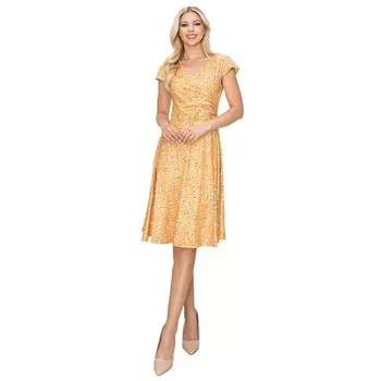 Женское однотонное платье с v-образным вырезом и принтом Haute Edition, цвет Gold Floral