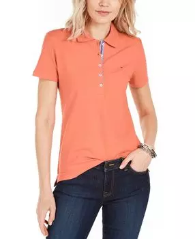 Женское однотонное поло с короткими рукавами Tommy Hilfiger