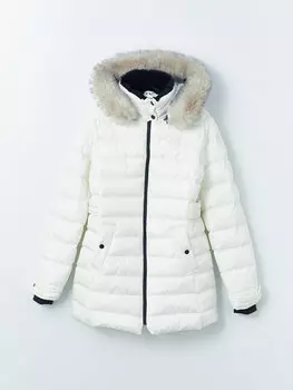 Женское однотонное пуховик с капюшоном XSIDE, экрю