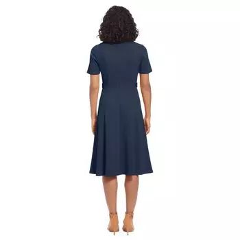 Женское однотонное расклешенное платье с боковой окантовкой London Times London Times, черный