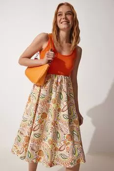 Женское оранжевое летнее тканое платье для спортсменов Happiness stanbul, оранжевый