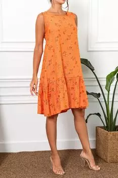 Женское оранжевое платье с юбкой без рукавов и рюшами с рисунком ромашки armonika, оранжевый