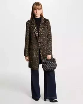 Женское пальто из шерсти с принтом "animal print" на пуговицах Morgan, мультиколор