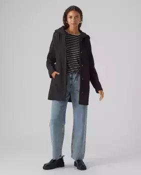 Женское пальто миди с капюшоном Vero Moda, черный