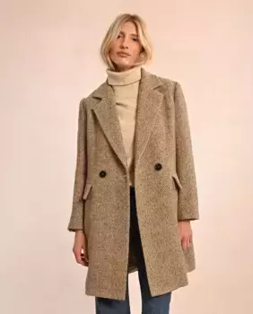 Женское пальто миди с воротником с лацканами и принтом Molly Bracken, бежевый