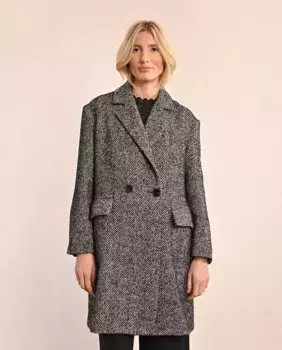 Женское пальто миди с воротником с лацканами и принтом Molly Bracken, черный