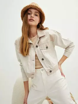 Женское пальто с длинным рукавом и цветными блоками с воротником-рубашкой LCW Casual