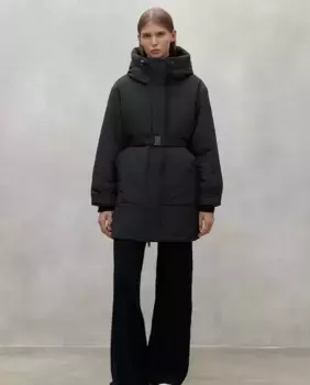 Женское пальто с двусторонней застежкой-молнией спереди и поясом для регулировки талии Ecoalf, черный