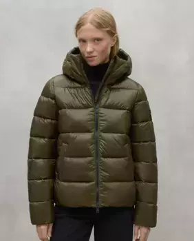Женское пальто с капюшоном и застежкой-молнией Ecoalf, зеленый